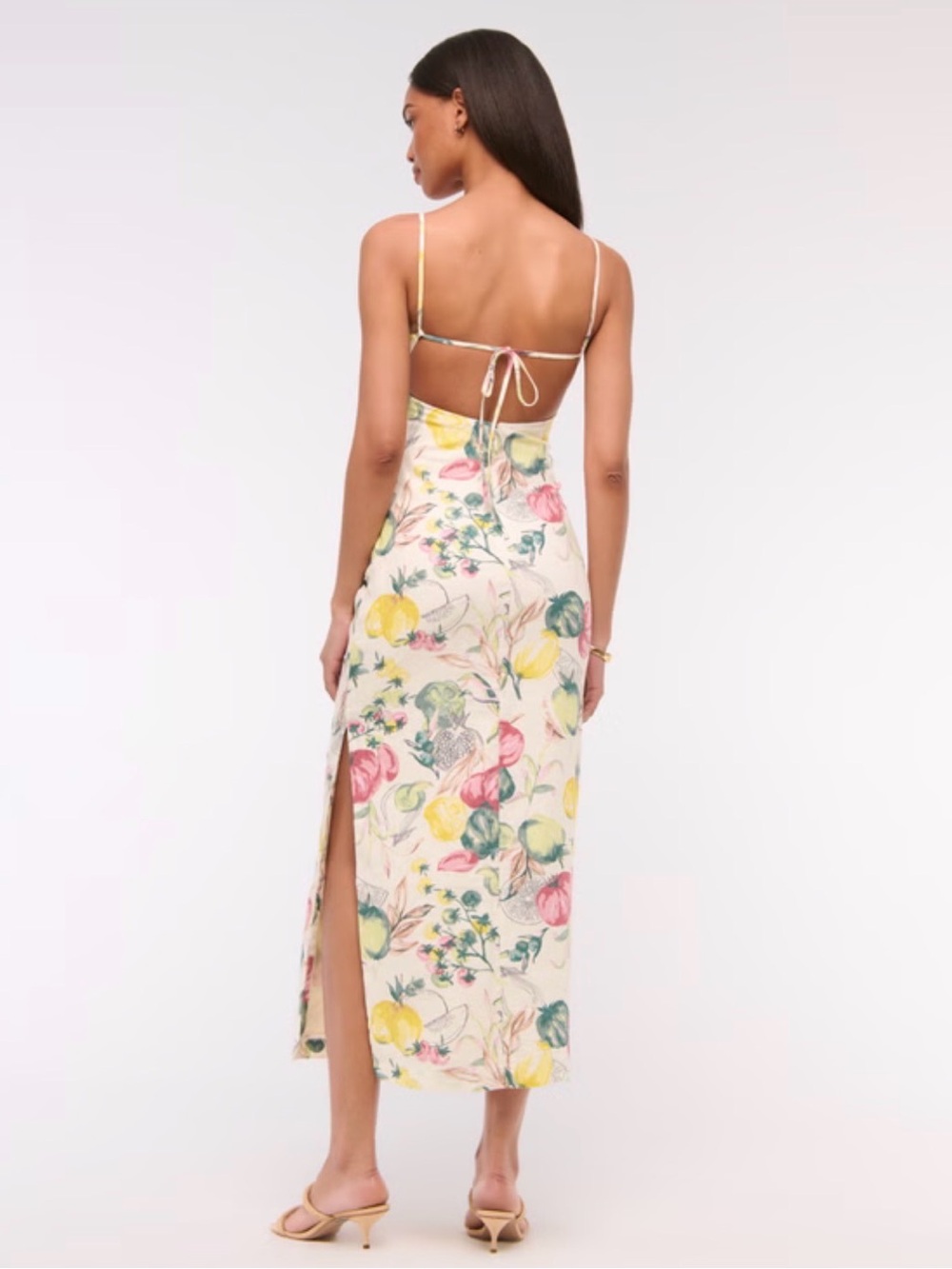 Abercrombie & Fitch Cream Floral Midi Slip Dress - Picture 2 of 6